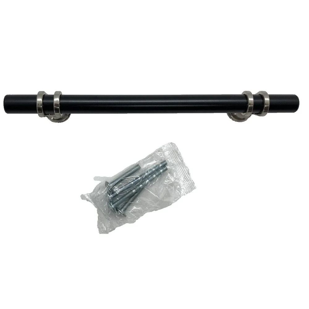8 Black Bar with Silver Cabinet Drawer Handle Pulls Cupboard Hardware 7